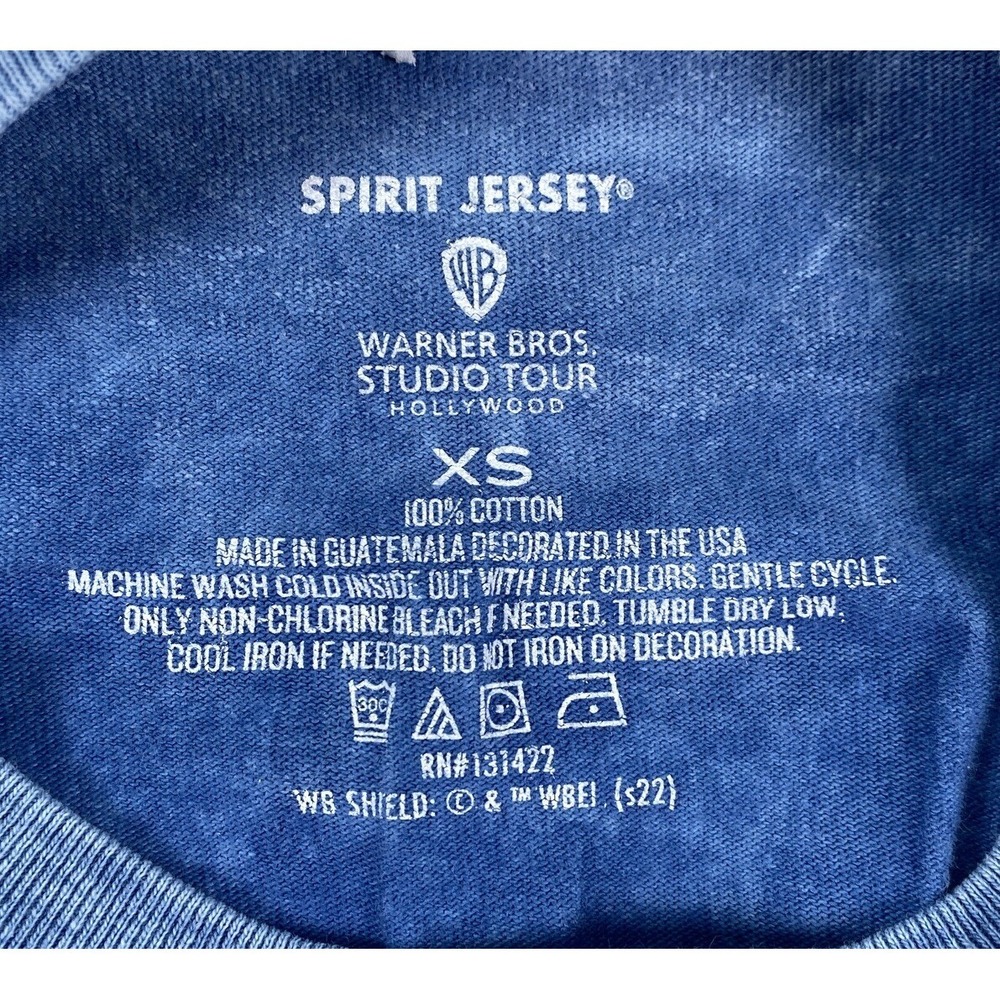 Warner Bros Studio Tour WB Established 1923 Shirt Blue Spirit Jersey Size XS - Picture 6 of 6